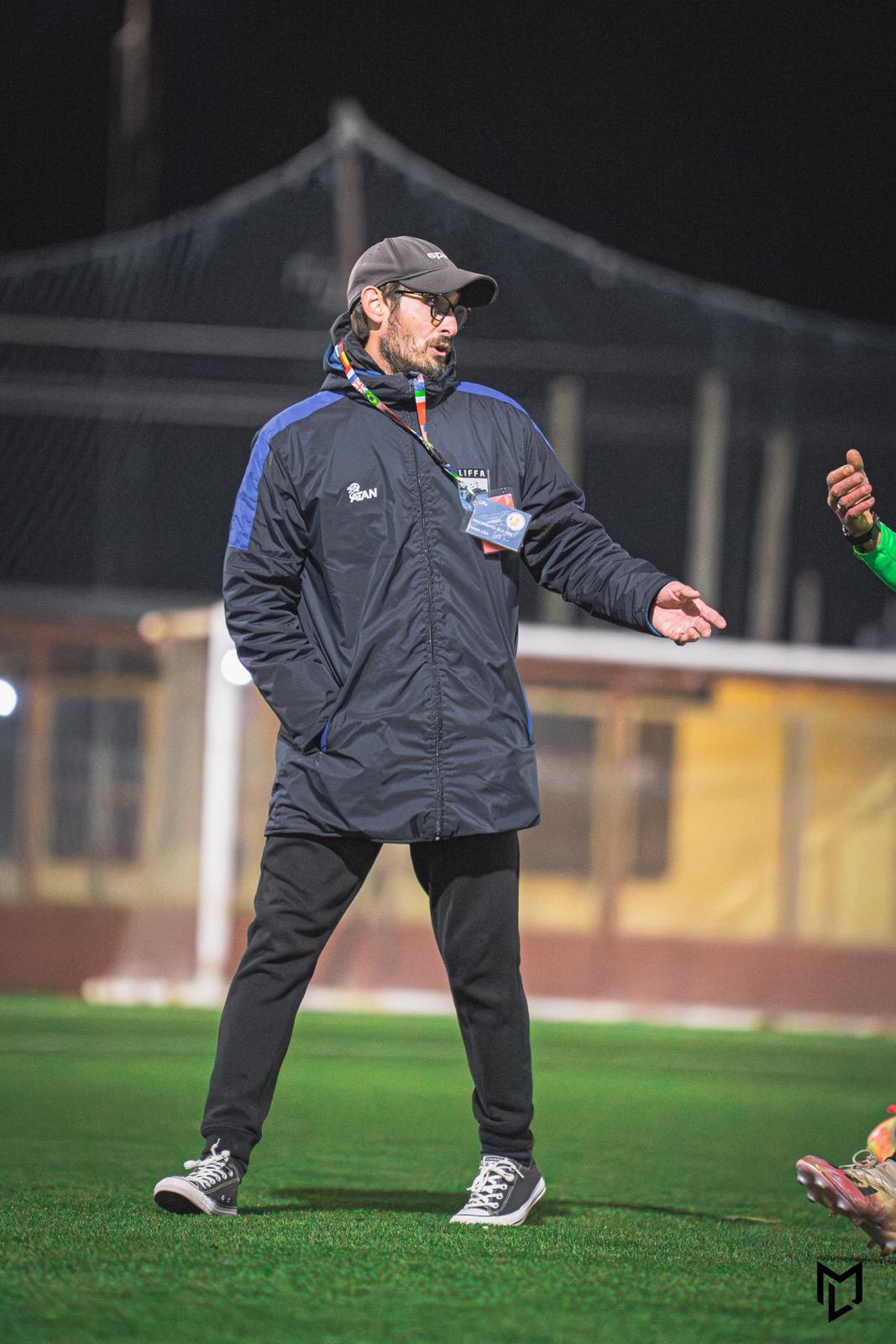 Agustin Corbo coaching from the soccer sideline